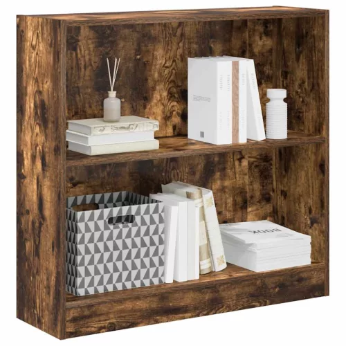  füstös tölgy színű szerelt fa könyvszekrény 80 x 24 x 76 cm