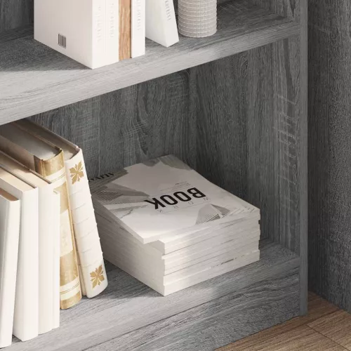  szürke sonoma színű szerelt fa könyvespolc 80 x 24 x 76 cm