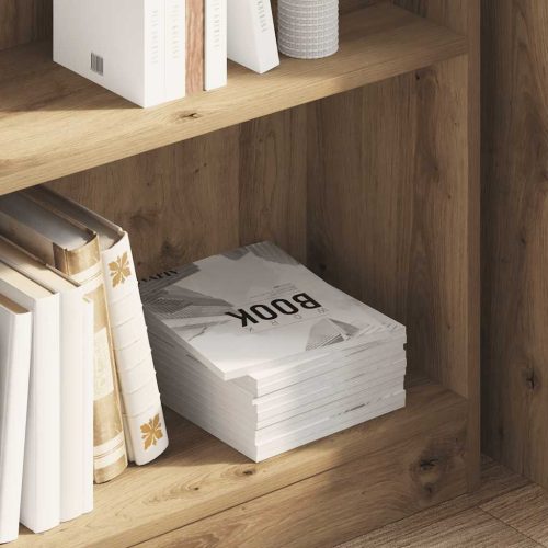  kézműves tölgy szerelt fa könyvespolc 80 x 24 x 76 cm