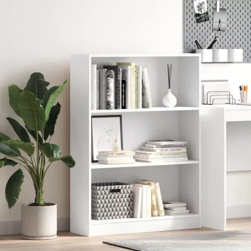  fehér szerelt fa könyvespolc 80 x 24 x 109 cm