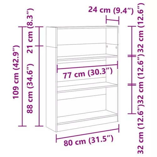  betonszürke szerelt fa könyvespolc 80 x 24 x 109 cm