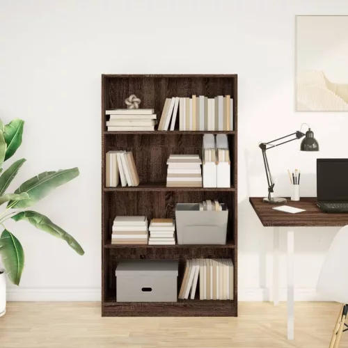  barna tölgy színű szerelt fa könyvszekrény 80 x 24 x 143 cm