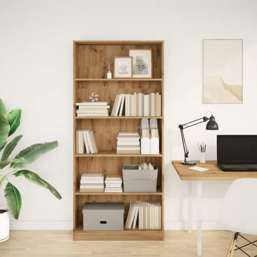  kézműves tölgy szerelt fa könyvespolc 80 x 24 x 176 cm