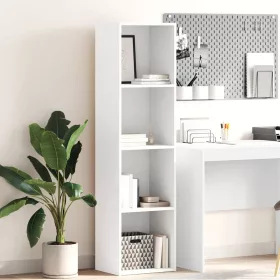  fehér szerelt fa könyvespolc 40 x 30 x 152 cm