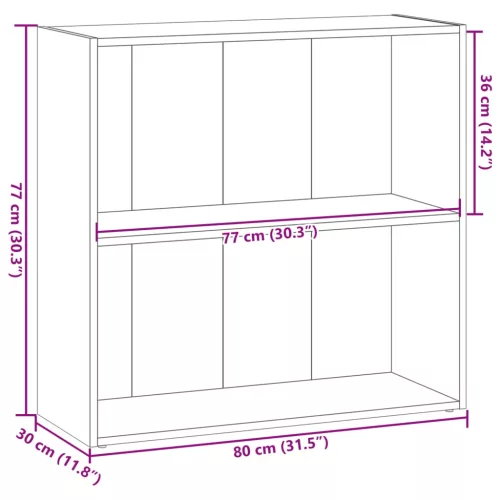  szürke sonoma színű szerelt fa könyvespolc 80 x 30 x 77 cm