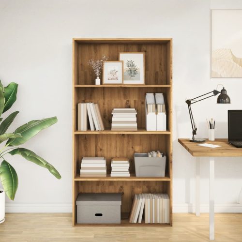  kézműves tölgy színű szerelt fa könyvespolc 80 x 30 x 152 cm