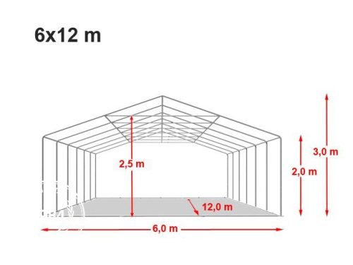 Party šator 6x12m-PROFESSIONAL DELUXE  550g/m2-posebno jaka čelična konstukcija