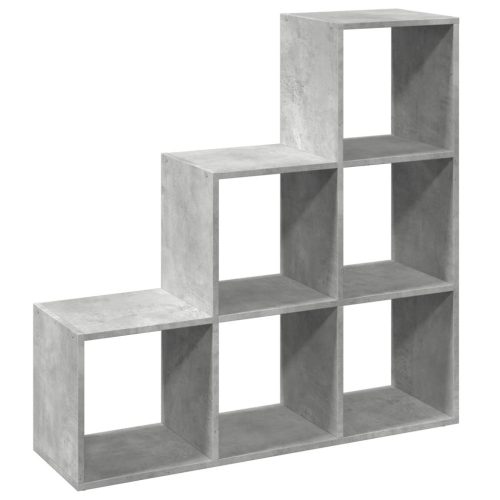  3 szintes betonszürke fa térelválasztó könyvespolc 99x29x99 cm