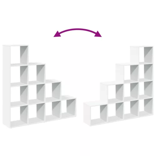  4 szintes fehér fa elválasztó könyvespolc 131,5 x 29 x 131,5 cm