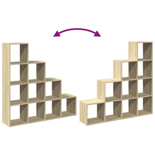  4 szintes sonoma tölgy elválasztó könyvespolc 131,5x29x131,5 cm