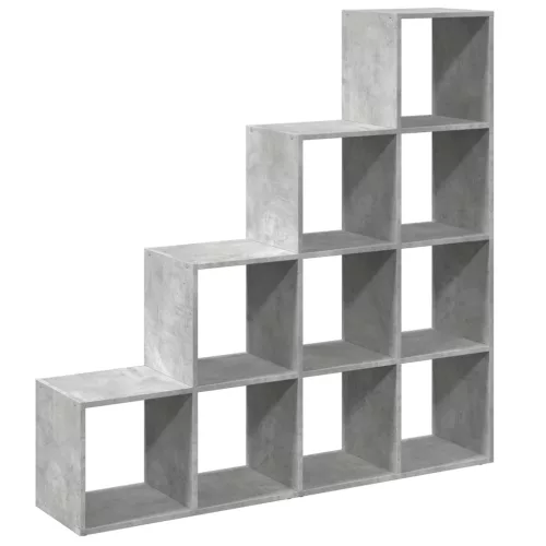 4 szintes betonszürke szerelt fa könyvespolc 131,5x29x131,5 cm