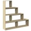  4 szintes sonoma tölgy elválasztó könyvespolc 143,5x29x143,5 cm