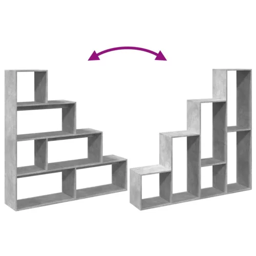  4 szintes betonszürke szerelt fa könyvespolc 143,5x29x143,5 cm