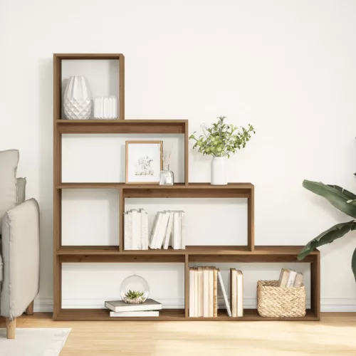  4 szintes kézműves fa elválasztó könyvespolc 143,5x29x143,5 cm