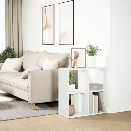  fehér szerelt fa térelválasztó könyvespolc 69,5x29x69,5 cm