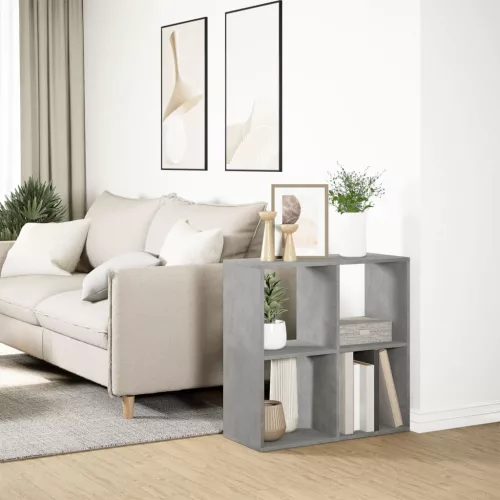  betonszürke szerelt fa elválasztó könyvespolc 69,5x29x69,5 cm