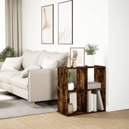  füstös tölgy szerelt fa elválasztó könyvespolc 69,5x29x69,5 cm