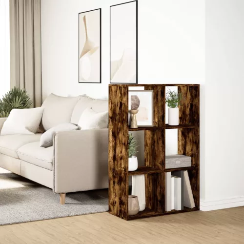  füstös tölgy szerelt fa elválasztó könyvespolc 69,5x29x103,5 cm