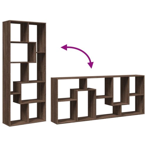  barna tölgy szerelt fa elválasztó könyvespolc 67x25x161,5 cm