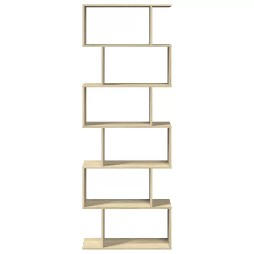  6 szintes sonoma tölgy fa elválasztó könyvespolc 70x24x193 cm