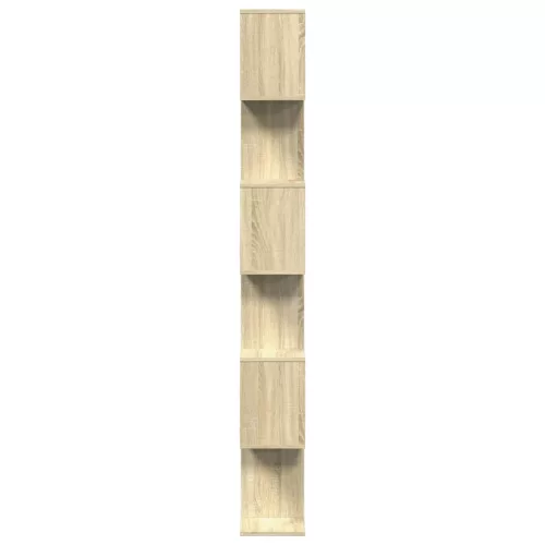  6 szintes sonoma tölgy fa elválasztó könyvespolc 70x24x193 cm