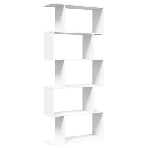  5 szintes fehér szerelt fa elválasztó könyvespolc 70x24x161 cm
