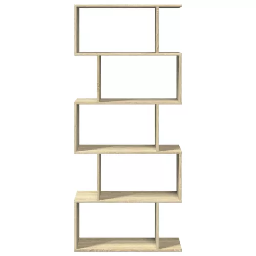  5 szintes sonoma tölgy fa elválasztó könyvespolc 70x24x161 cm