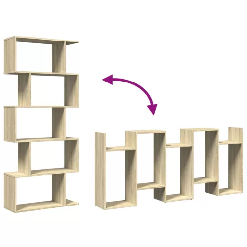  5 szintes sonoma tölgy fa elválasztó könyvespolc 70x24x161 cm