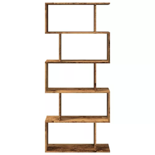  5 szintes antik fa színű fa elválasztó könyvespolc 70x24x161 cm