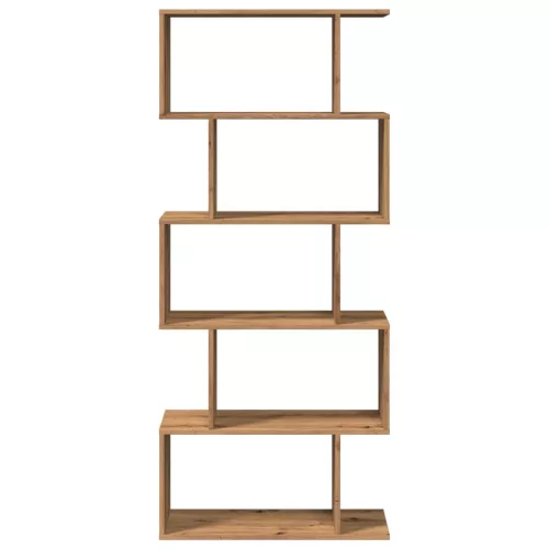  5 szintes kézműves tölgy fa elválasztó könyvespolc 70x24x161 cm