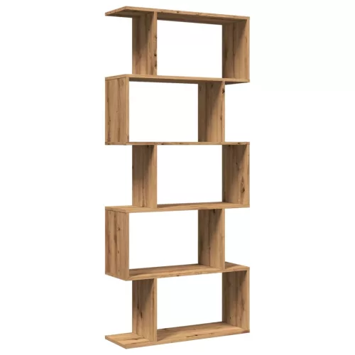  5 szintes kézműves tölgy fa elválasztó könyvespolc 70x24x161 cm