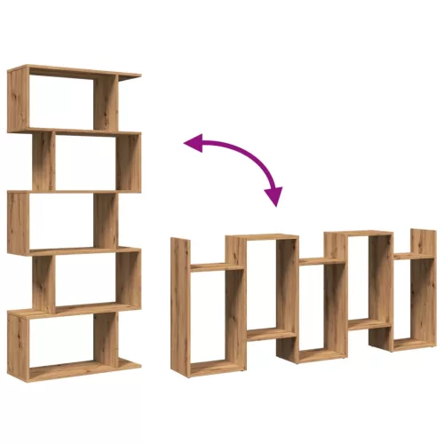  5 szintes kézműves tölgy fa elválasztó könyvespolc 70x24x161 cm