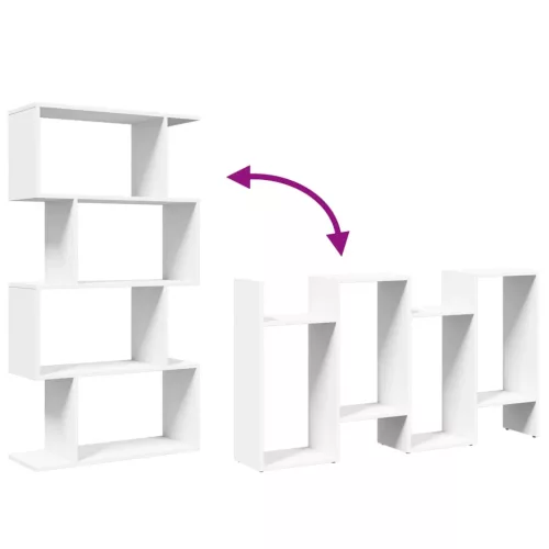  4 szintes fehér szerelt fa elválasztó könyvespolc 70x24x129 cm