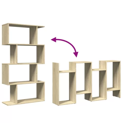  4 szintes sonoma tölgy fa elválasztó könyvespolc 70x24x129 cm