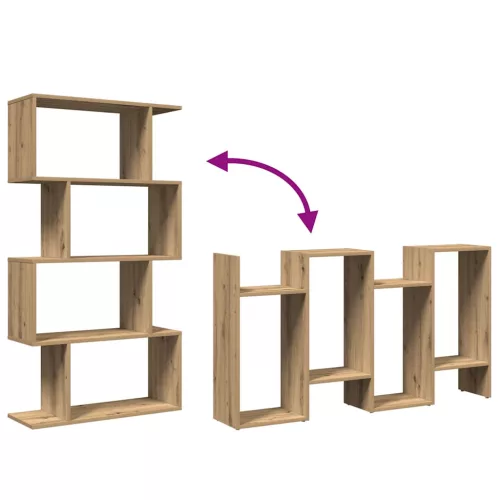  4 szintes kézműves tölgy fa elválasztó könyvespolc 70x24x129 cm