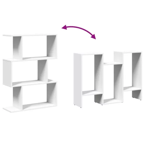  3 szintes fehér szerelt fa elválasztó könyvespolc 70x24x97 cm