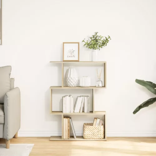  3 szintes sonoma tölgy fa elválasztó könyvespolc 70x24x97 cm