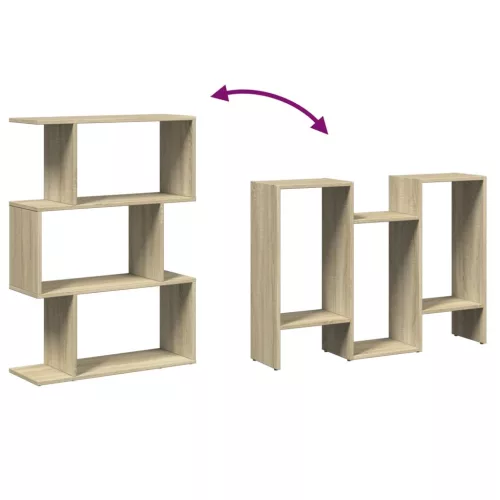  3 szintes sonoma tölgy fa elválasztó könyvespolc 70x24x97 cm