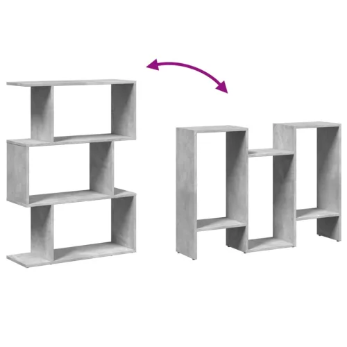  3 szintes betonszürke fa térelválasztó könyvespolc 70x24x97 cm