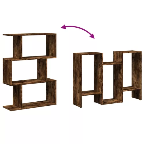  3 szintes füstös tölgy fa elválasztó könyvespolc 70x24x97 cm