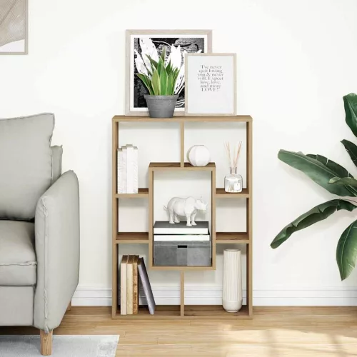  kézműves tölgy színű szerelt fa könyvespolc 63 x 20 x 90 cm