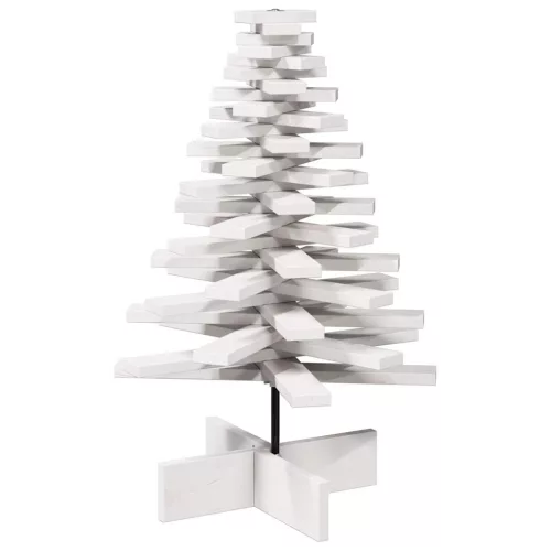  fehér tömör fenyőfa karácsonyfa-dekoráció 80 cm