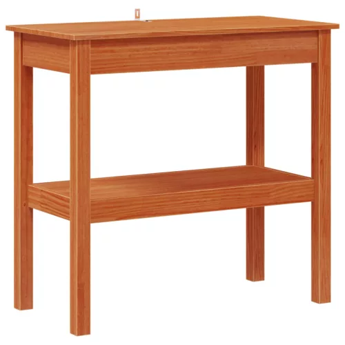  Konzolasztal polcokkal Viaszbarna 80 x 40 x 75 cm Tömör fenyőfa