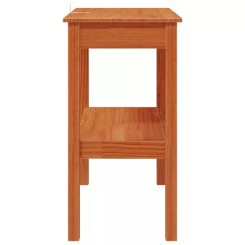  Konzolasztal polcokkal Viaszbarna 80 x 40 x 75 cm Tömör fenyőfa