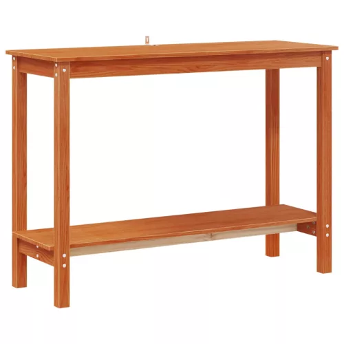  Konzolasztal polcokkal Viaszbarna 110 x 40 x 80 cm Tömör fenyő