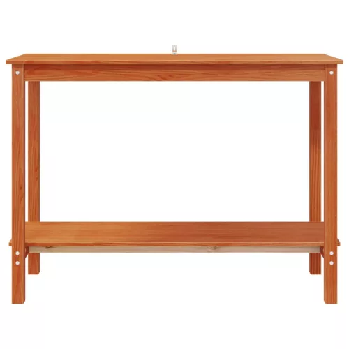  Konzolasztal polcokkal Viaszbarna 110 x 40 x 80 cm Tömör fenyő