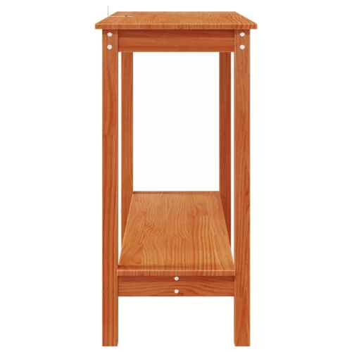  Konzolasztal polcokkal Viaszbarna 110 x 40 x 80 cm Tömör fenyő