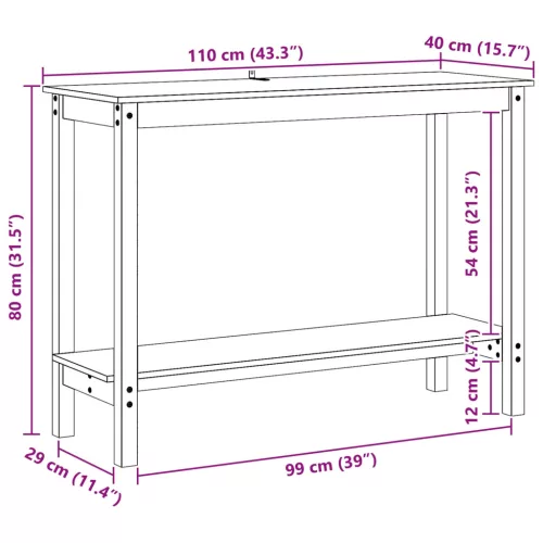  Konzolasztal polcokkal Viaszbarna 110 x 40 x 80 cm Tömör fenyő