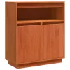  Széf polcokkal tárolóval ajtóval Viaszbarna 70 x 34 x 80 cm Tömör fenyőfa