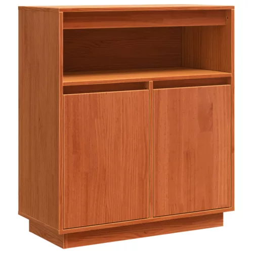 Széf polcokkal tárolóval ajtóval Viaszbarna 70 x 34 x 80 cm Tömör fenyőfa
